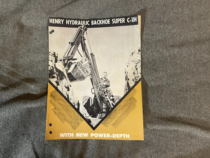 1950’s Henry Hydraulic Backhoe Tractors Super C 10H Brochure Vintage 4 Pages