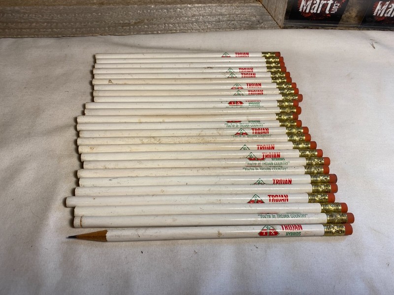 Lot of 25 Vintage TX Trojan Hybrid Advertising Pencils