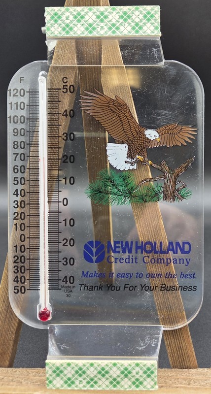 Vintageb New Holland Credit Advertisement Window Thermometer Eagle New In Box