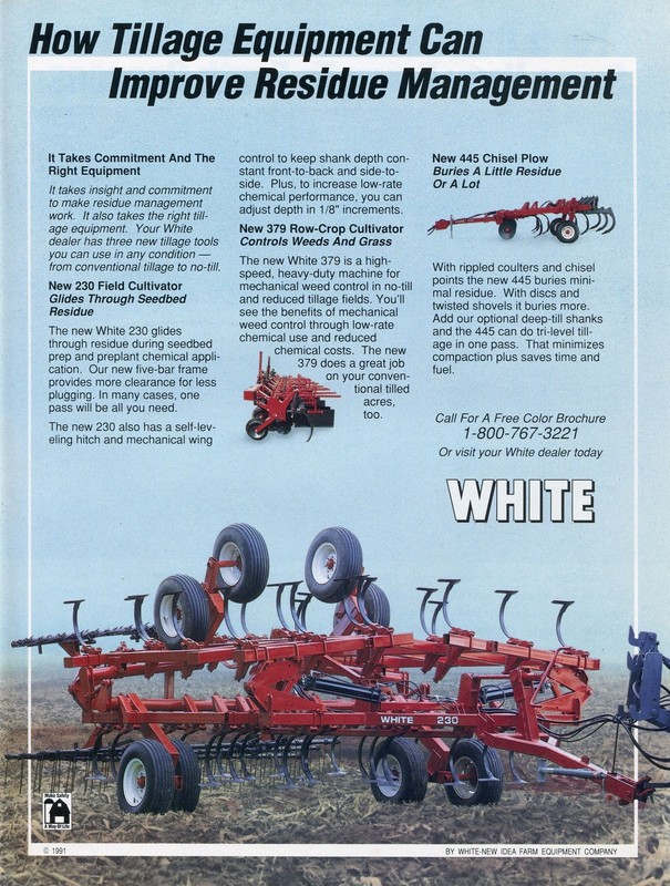 1991 Print Ad of New Idea White 230 Field Cultivator