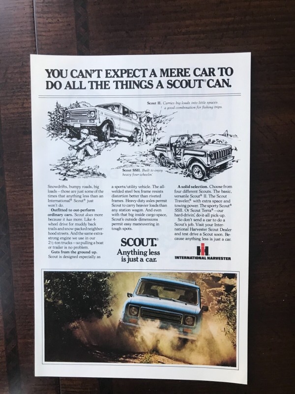 1979 vintage original print ad International Harvester Scout SS II Car