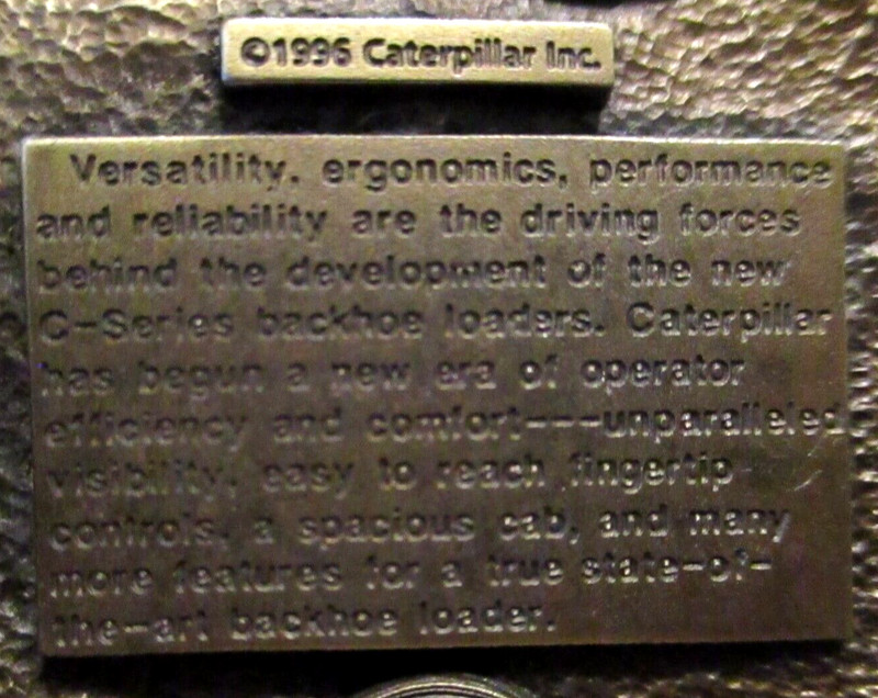 Caterpillar CAT C Series Backhoe Loader Tractor Belt Buckle Norscot 1996 B110C gallery