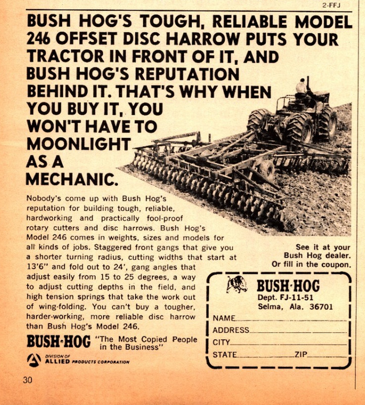 Vintage Bush Hog Disc – Original Print Ad (5in x 6in) Advertisement