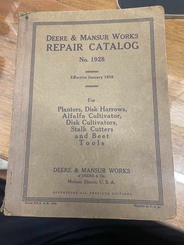 1928 John Deere & Mansur Planters Harrows Cultivators Repair Catalog F82-D