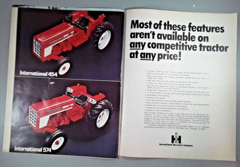 Original 19721 International Tractor 2-Page Magazine Ad “Most of these Features”