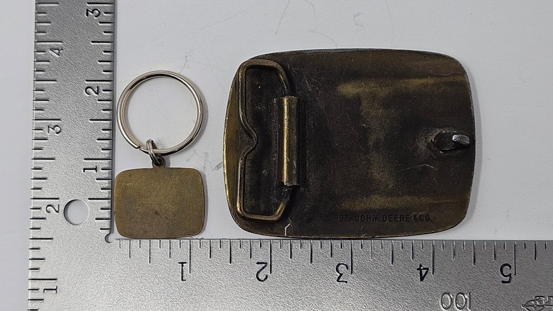 Vintage 1977 John Deere Tractor Belt Buckle and Key Chain gallery