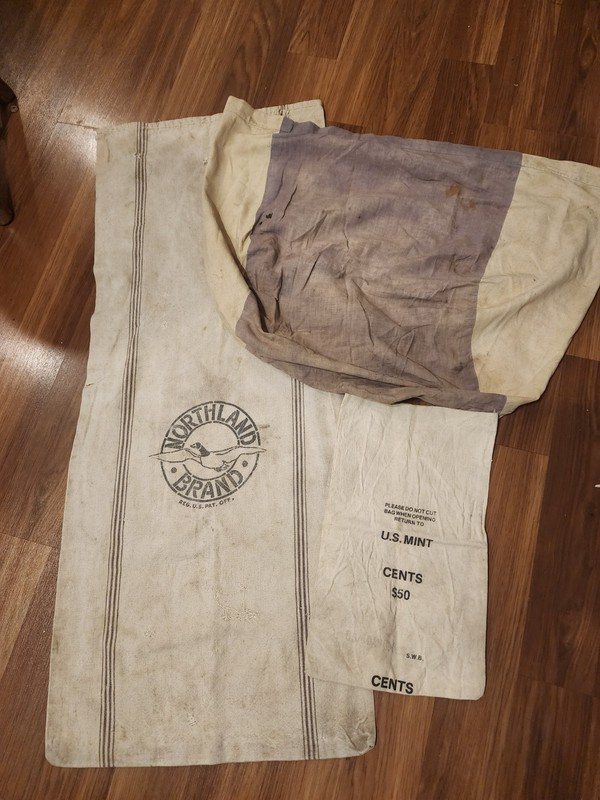 3 Vtg Seed Grain Feed Coin Sacks Northland Brand Stark Mills Seamless Canvas