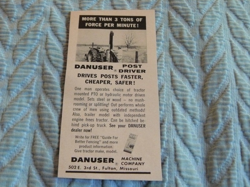 THE FARM QUARTERLY- WINTER 1968-69 -ad- DANUSER – Post driver/ Fulton, Missouri