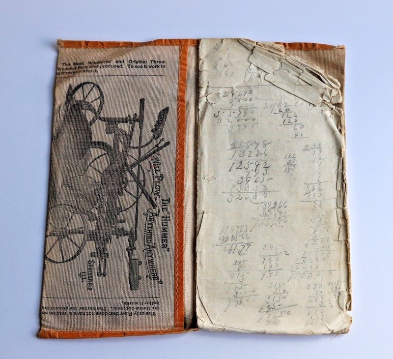 RARE SATTLEY MANUFACTURING ADVERTISING POUCH WITH 1898 CALENDAR gallery