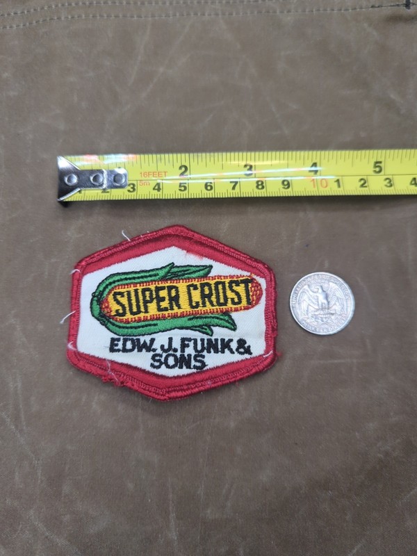 1970s 1980s SUPER CROST CORN SEEDS EDW. J. FUNK & SONS PATCH, FARMER, VINTAGE