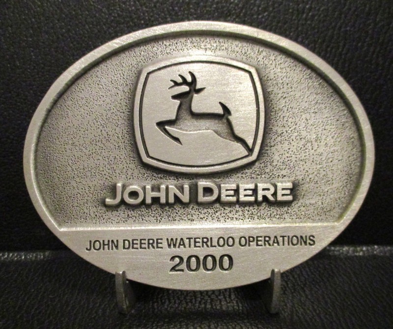 John Deere Waterloo Operations 2000 Leaping Deer Trademark Logo Pewter Medallion