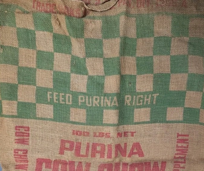 Vintage Purina Cow Chow Concentrate to be fed with the grain burlap empty sack gallery