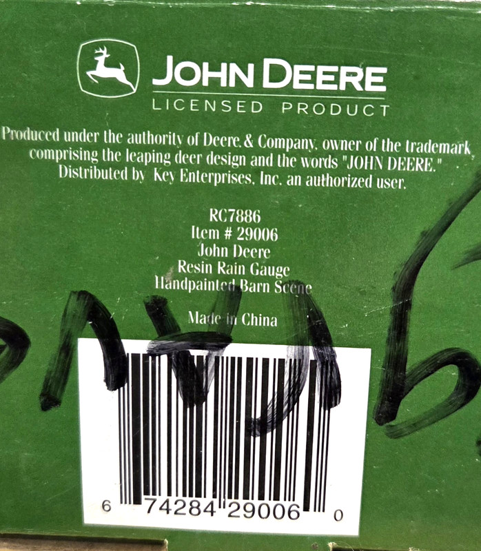 JOHN DEERE Tractor Barn Scene Rain Gauge 29006 gallery