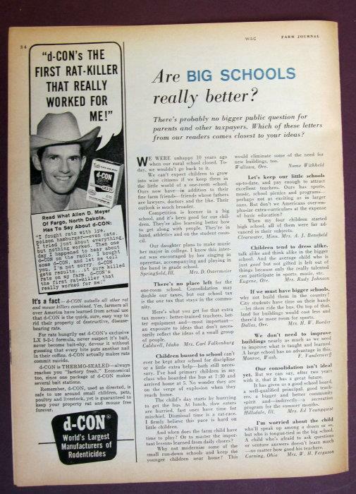 Original 1958 D-Con Ad Photo Endorsed Allen Meyer of Fargo North Dakota