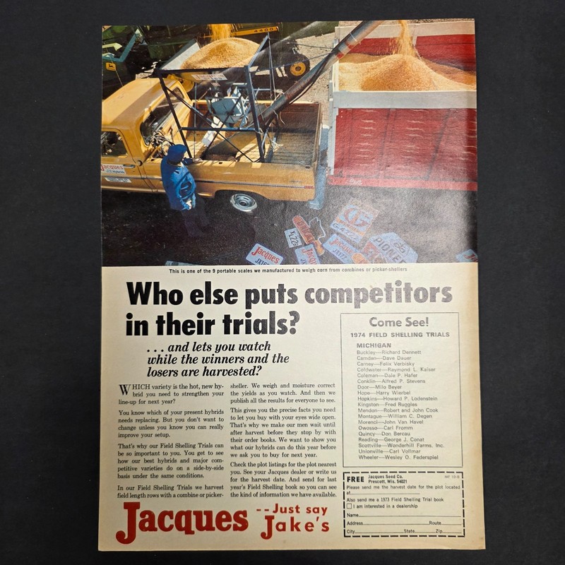 Vintage Jacques Seed Corn Advertisement 1970s Farm Americana