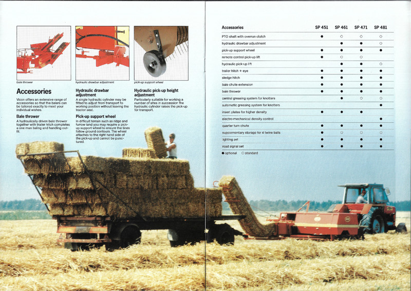 VICON SP 451-461-471-481 HIGH CAPACITY SQUARE BALERS 8 PAGE BROCHURE 1984 gallery