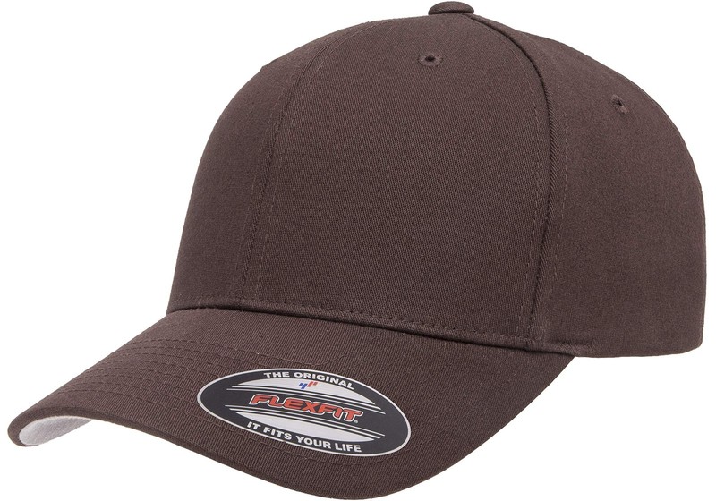 Flexfit Unisex Cotton Twill Fitted Baseball Cap, Brown, L/XL