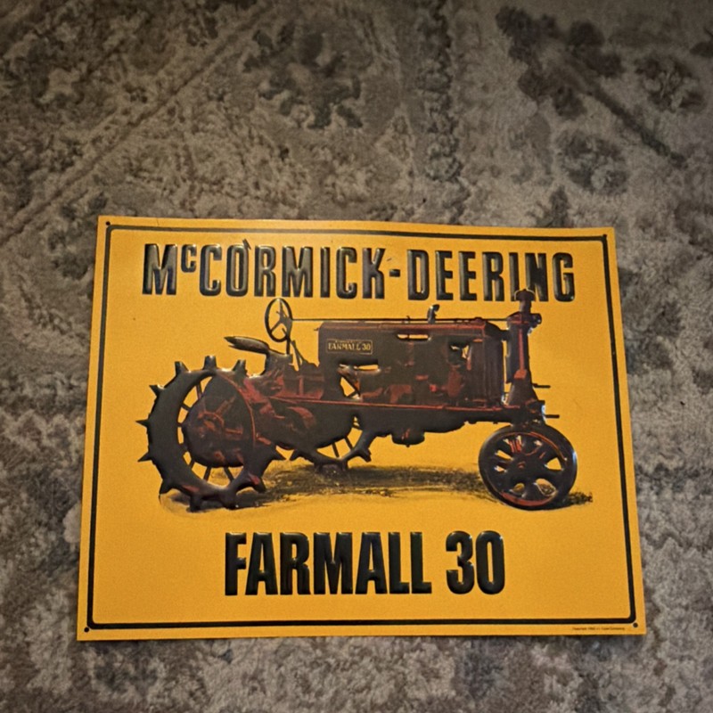 Farmall 30 Tractor Advertising Sign Yellow Black Red Agriculture Theme
