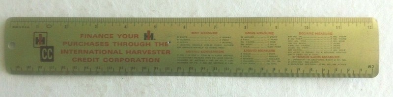 Vintage Metal Ruler Advertising International Harvester Credit Corp