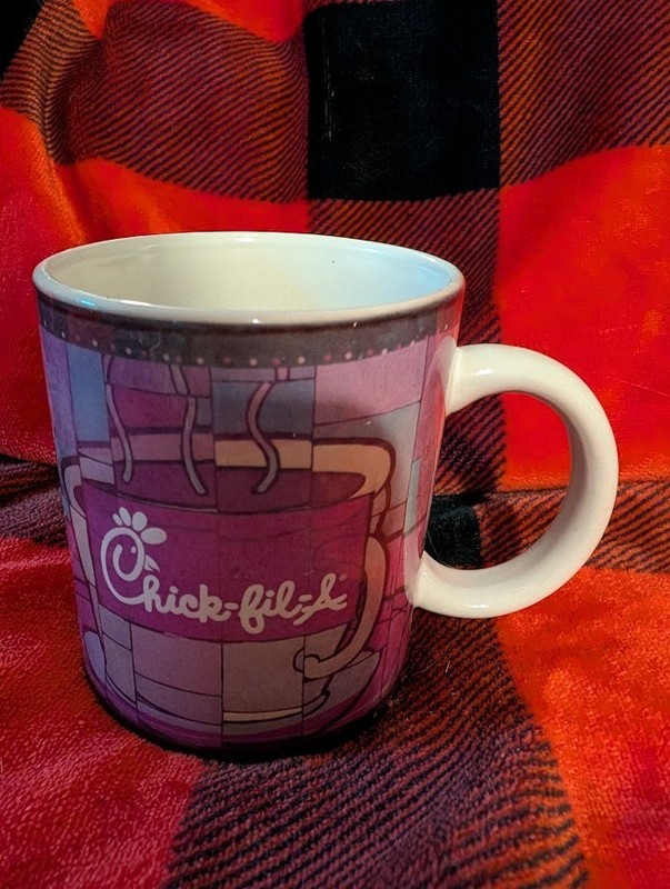 Chick-fil-A Coffee Mug Purple Stained Glass Style Ceramic Cup