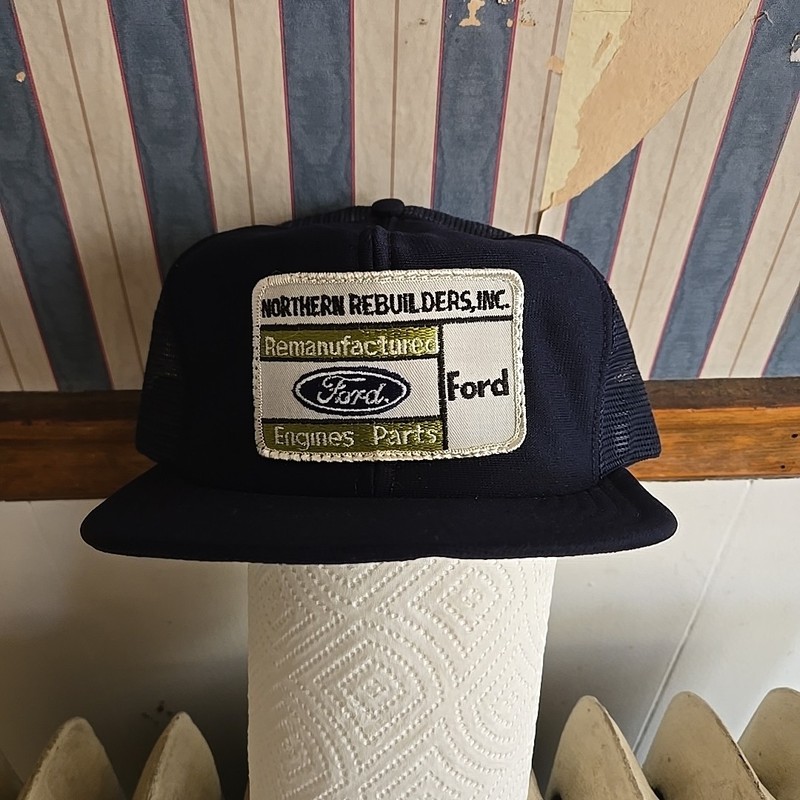 Vtg Ford Northern Rebuilders Inc Snapback Hat Patch Navy Blue Cars Retro Mustang