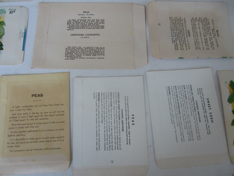 Lot of 15 Old Vintage 1930's-1950's - BEANS - PEAS - CORN - SEED PACKETS - EMPTY gallery