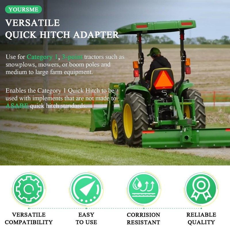 Cat 1 Quick Hitch Adapter, Adjust Top Link Bracket, Integral Casting, Tractors gallery