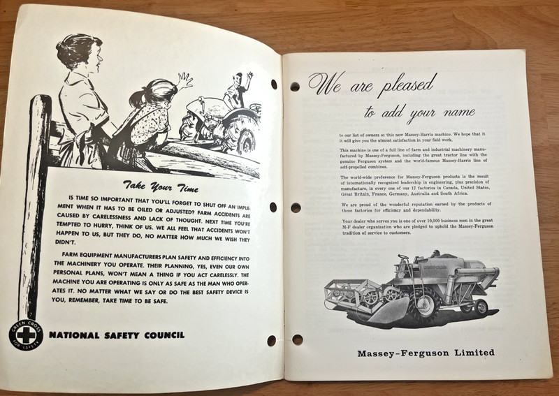 Massey Harris no 92 Combine Owners manual w/parts breakdowns gallery