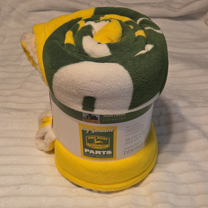 John Deere Sherpa Fleece Blanket 48x60in Polyester Green Yellow Agriculture gallery