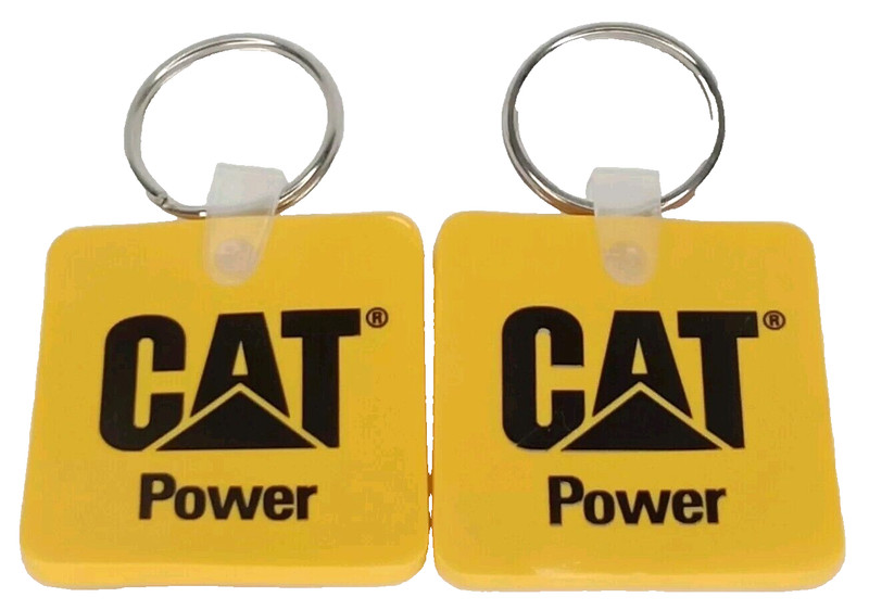 Vintage 1973 Caterpillar Cat Power Advertisement Key Chain Set Of 2 Yellow