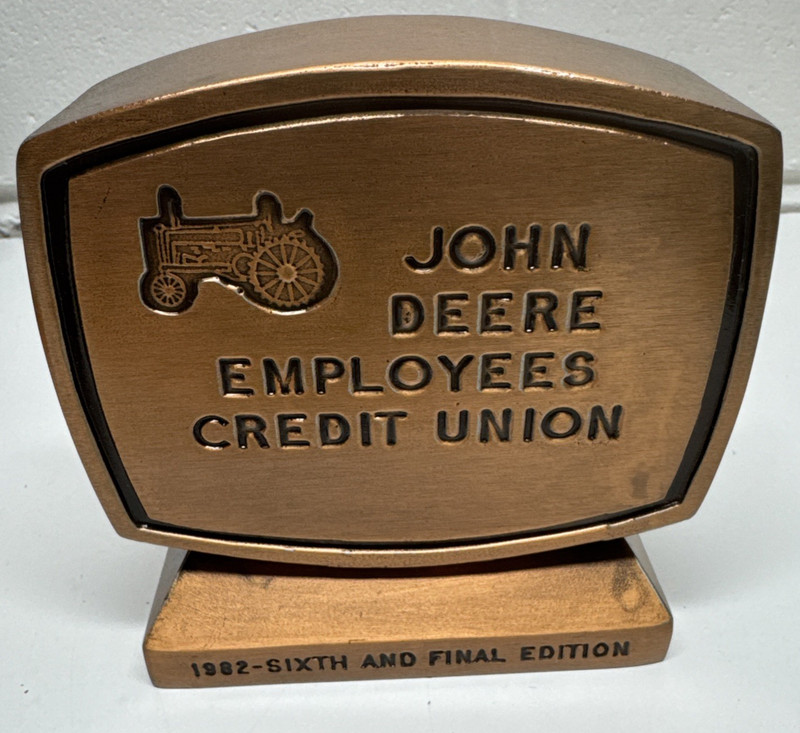 John Deere Employees Credit Union 6th Edition 1982 Metal Coin Bank gallery