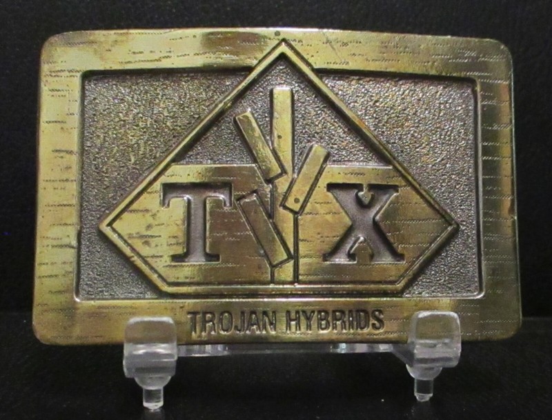 Trojan Corn Hybrids Seeds TX Logo Belt Buckle Give You Ripe Ears Green Stalks