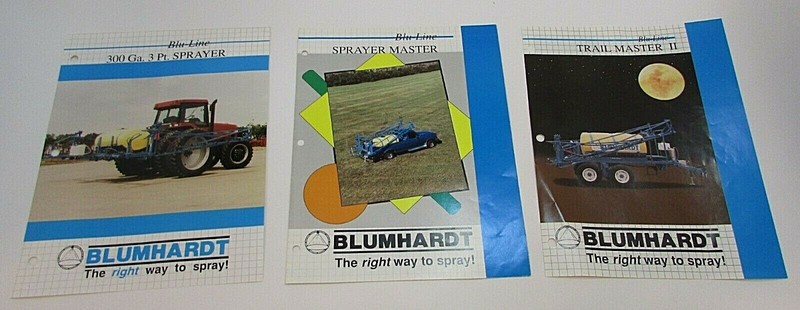 Three New 1990’s Blumhardt Blue Line Wahpeton ND Farm Crop Sprayer Brochures
