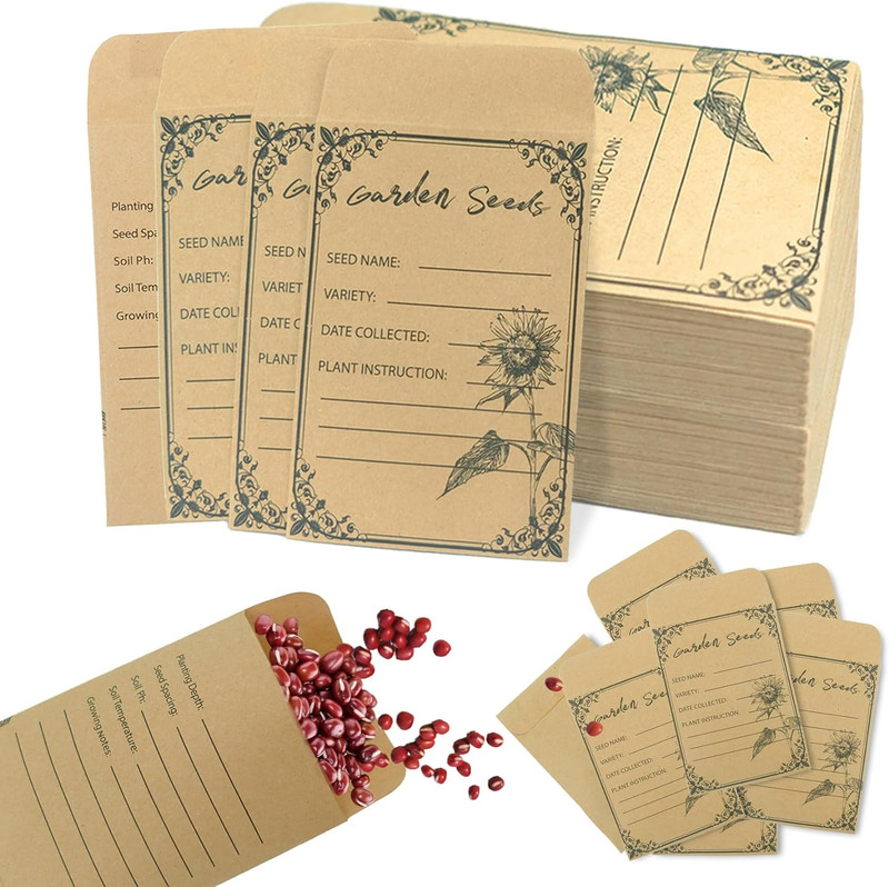 100 Pieces Seed Envelopes – Seed Packets Envelopes Self Adhesive Sealing Seed Sa