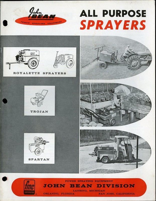 Vintage JOHN BEAN ALL PURPOSE SPRAYERS Spec Sheet Trojan Agricultural 1966 FFA