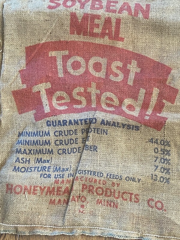 Vintage Burlap Sack HONEYMEAD Feed Bag Mankato MN Soybean 23”x39” Rustic gallery