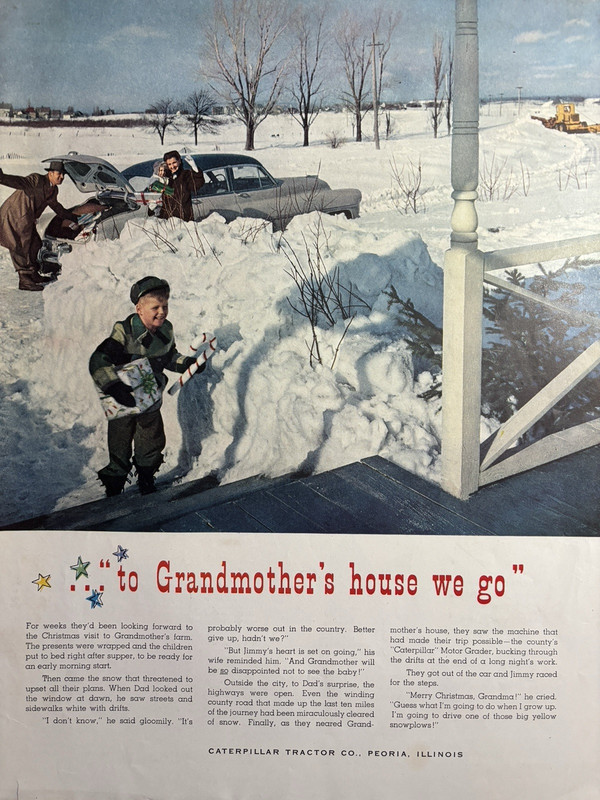 1952 Caterpillar Diesel Engines Tractors Grandmothers House We Go VTG Print Ad