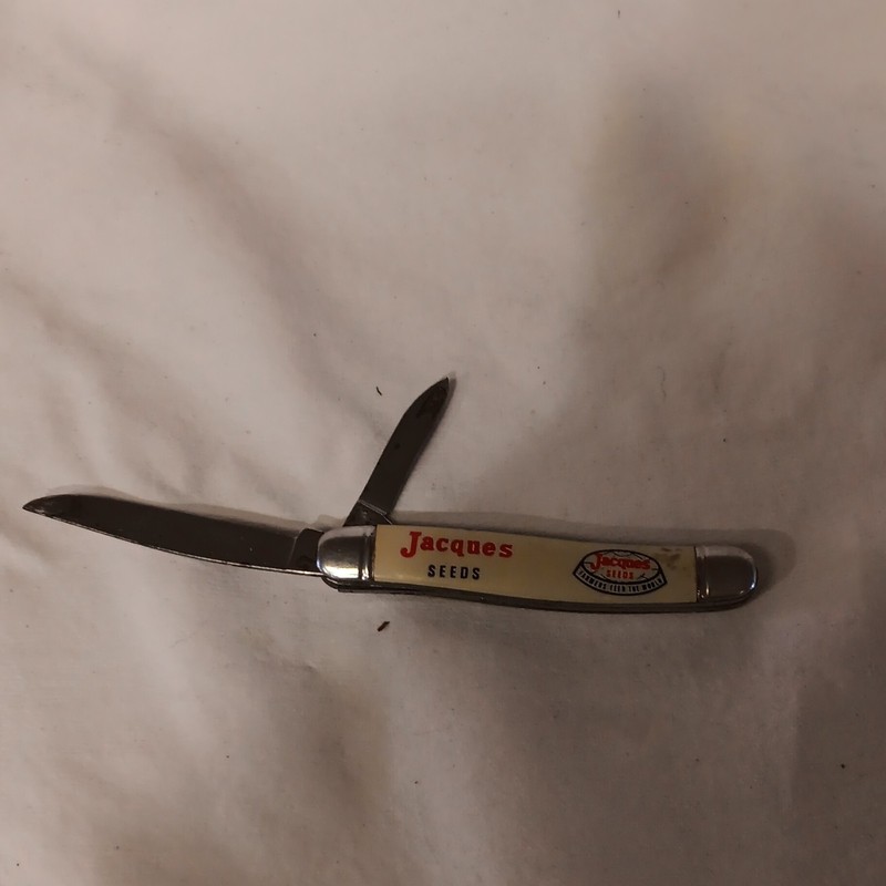 Antique Jacques Seeds 2-Blade Folding Advertising Pocket Knife, Agriculture