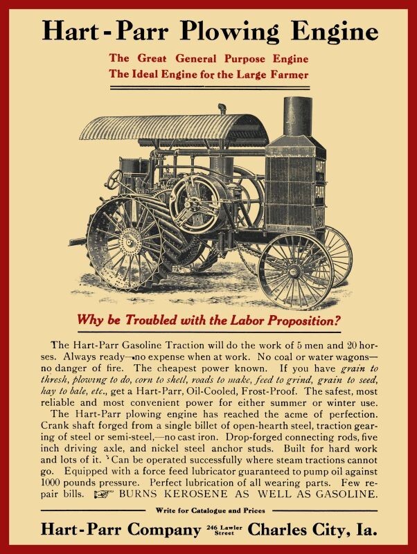 1908 Hart Parr Plowing Engine, Tractor NEW Metal Sign: 9×12″ Free Shipping