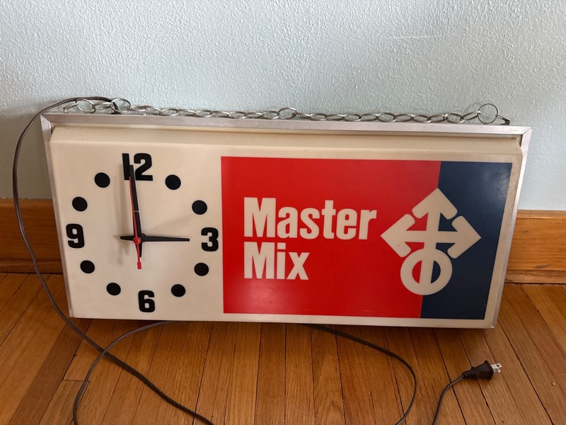Vintage Master Mix Lighted Advertising Sign and Clock 26” Not Working