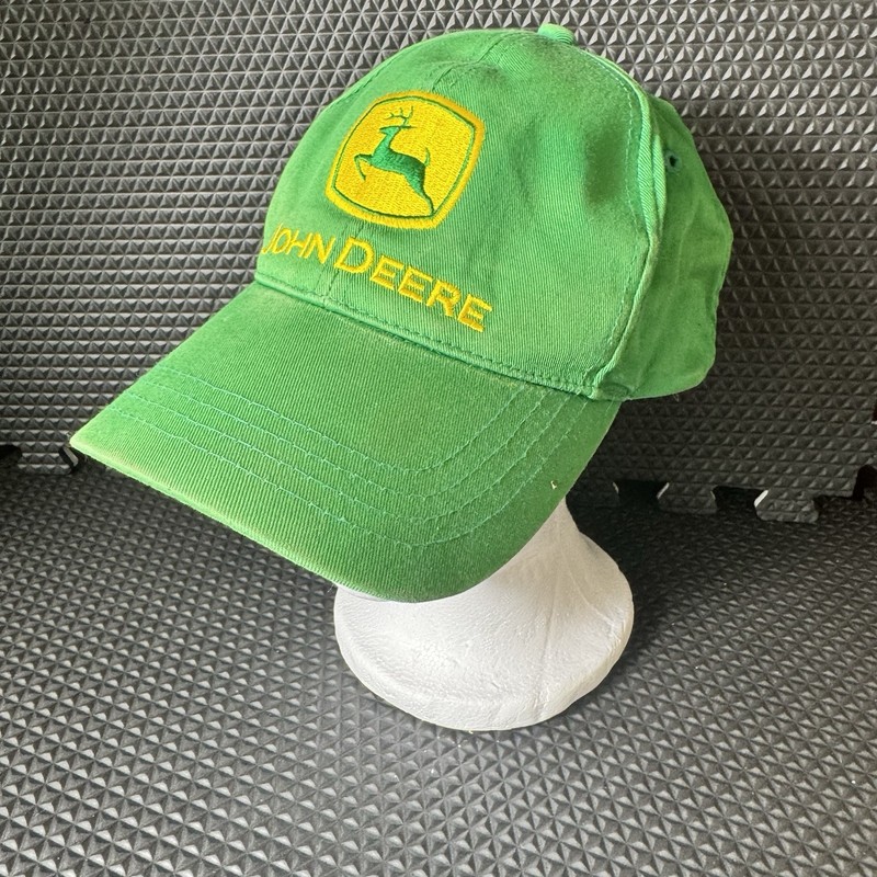 Vtg 1980s John Deere Trucker Farmer Hat Snap Back Adjustable Green Gold Logo