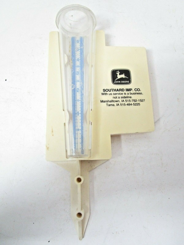 Vintage Rain Gauge John Deere JD Southard Implement Marshalltown Iowa Tama Retro