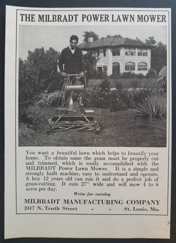 Vintage Print Ad Farm Machinery Agriculture Milbradt Power Lawn Mower Photo 1928