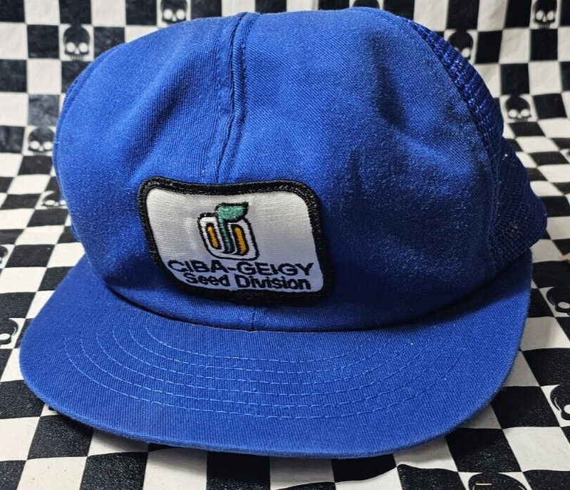 Vintage Ciba Geigy Seed Feed Farmer Trucker Baseball Hat Cap Snapback Swingster
