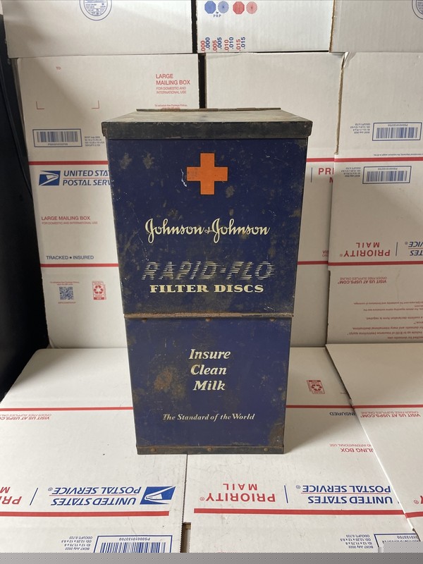 Johnson Johnson Milk Filter Discs Metal Cabinet Souix City Iowa Farm Advertising