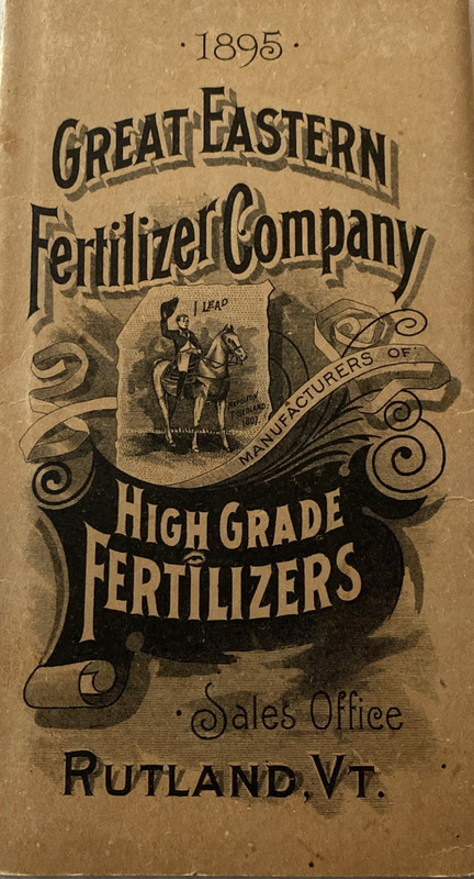 Great Eastern Fertilizer Co. Sales Office Pocket calendar 1895 SC illustrated