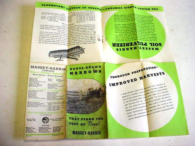 Massey Harris Horse Drawn Harrows 1920’s-1930’s Brochure 12″x12″ 22
