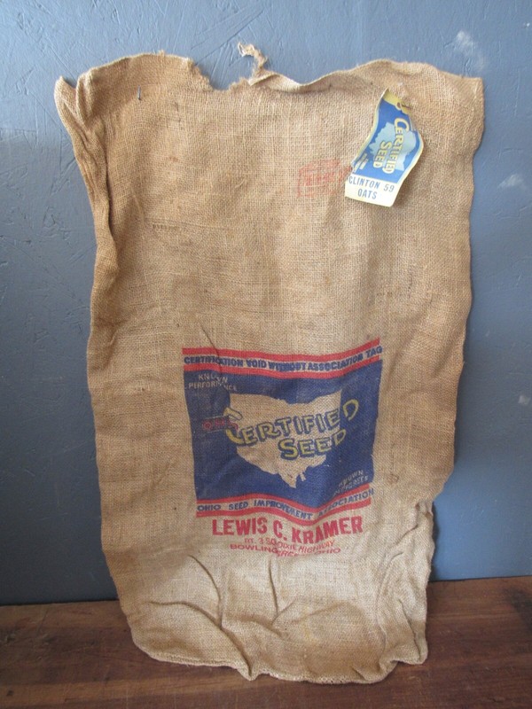 Vintage OHIO CERTIFIED Lewis C. Kramer Seed Sack With 1950’s Tag Farmer Barn
