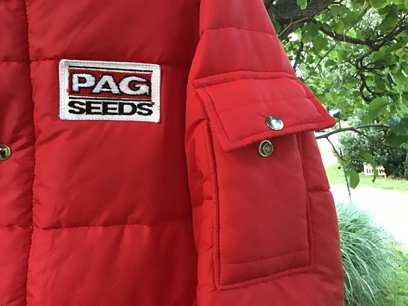 Vintage Farm Seed Puffer Jacket SWINGSTER USA Pag Patch AGriculture Large RARE gallery