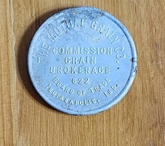 MUTUAL GRAIN CO COMMISSION BROKERAGE 622 ALUMINUM CAP TOKEN INDIANAPOLIS 1.75″